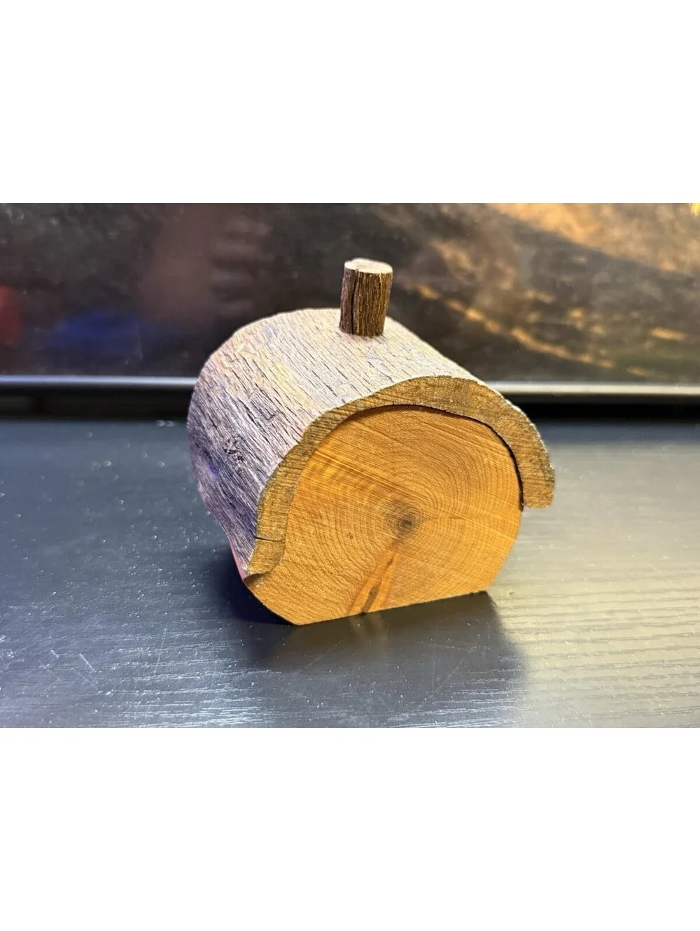Vintage Frank Bateman Bisbee AZ Handcrafted Wood Mini Quartz Clock 3x3